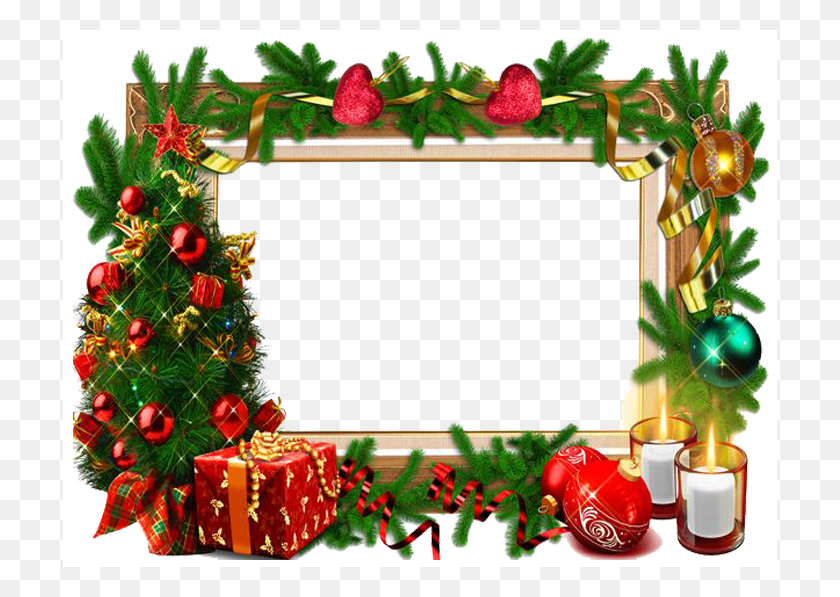 714x537 Descargar Png Marcos De Navidad En Línea Feliz Navidad Marcos De Fotos Marco De Navidad Transparente, Planta, Árbol, Árbol De Navidad Hd Png
