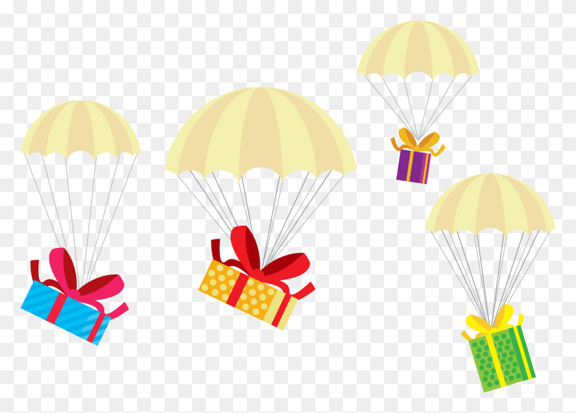 1424x990 Christmas Gift Vector Gift Box Hanging, Parachute HD PNG Download