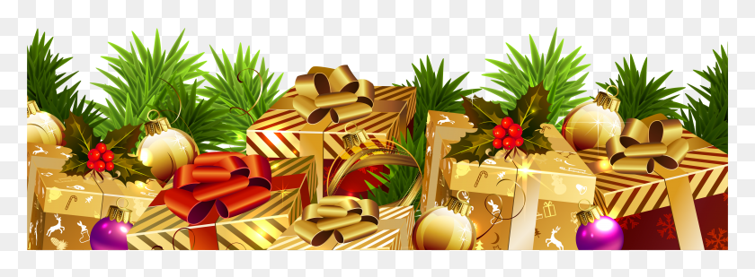 6148x1969 Christmas Gifts HD PNG Download
