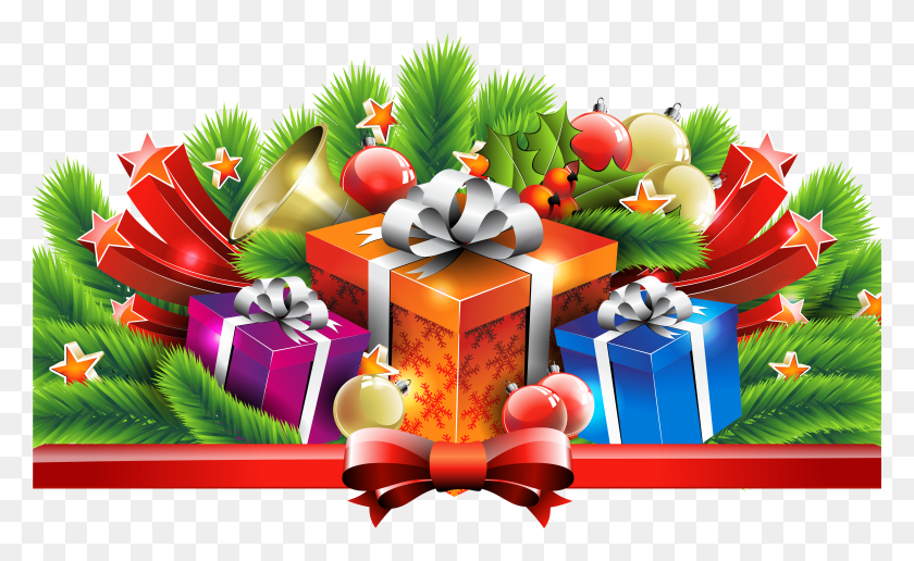 5001x2929 Christmas Gifts Decor Clipart Image Christmas Gift Clipart HD PNG Download