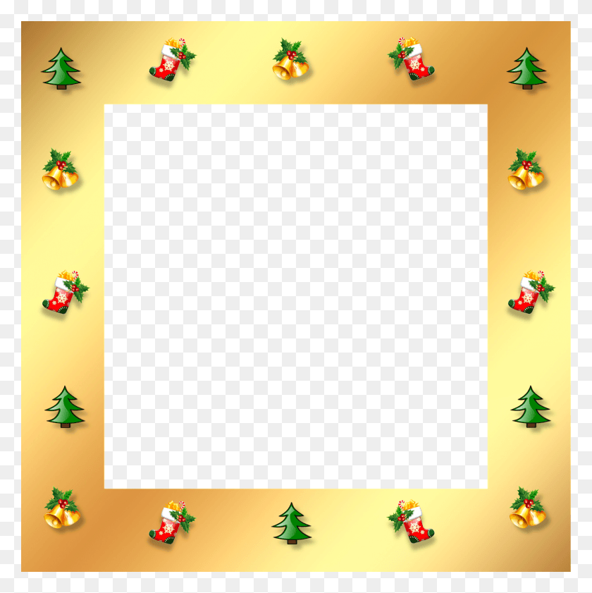 1278x1280 Рождество Золотая Рамка Граница 3D Орнаменты Чулок Рождество, Супер Марио, Коврик Png Скачать