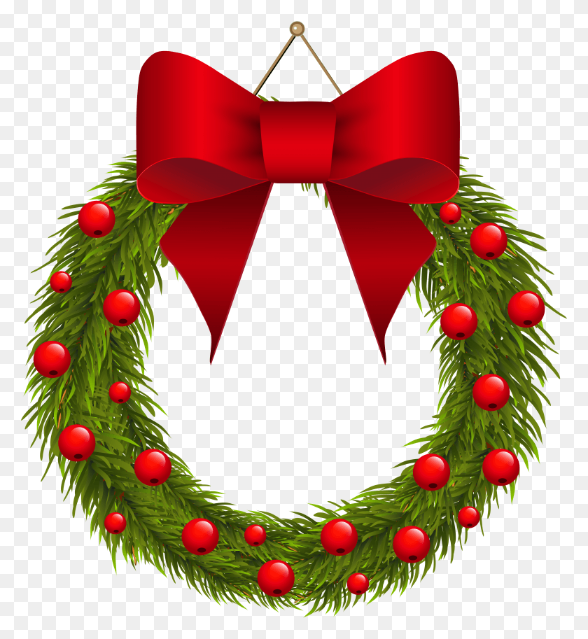 5595x6123 Christmas Holly And Red Bow Christmas Ribbon Bow .png HD PNG Download