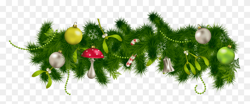 4270x1583 Christmas Icon Clipart Green Christmas Decorations, Tree, Plant, Ornament HD PNG Download