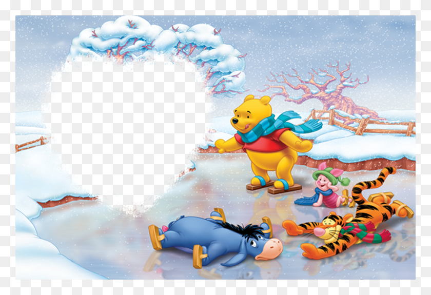 900x595 Descargar Png Marco De Fotos De Navidad Para Niños Con Invierno Winnie The Pooh, Juguete, Super Mario, Gráficos Hd Png