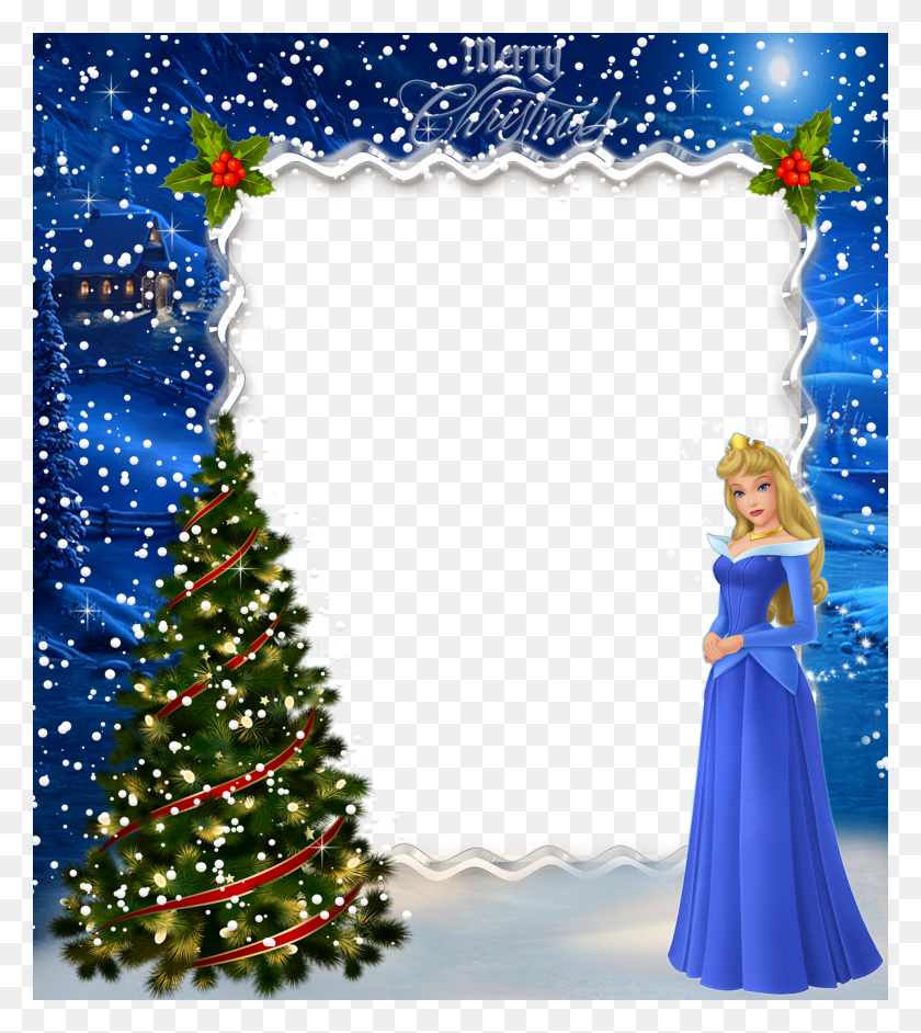 1979x2238 Christmas Kids Princess Aurora Photo Frame Disney Christmas Frames, Person, Human, Tree HD PNG Download
