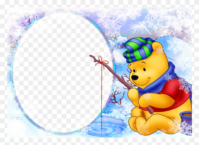 3500x2474 Christmas Kids Winter Frame With Winnie The Pooh Winnie The Pooh Happy Birthday Meme HD PNG Download