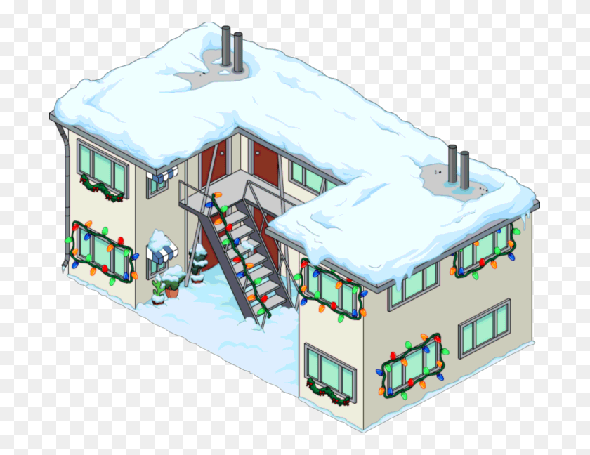 702x588 Christmas Krabappel Apartment Snow Menu Simpson Aprovechado Krabappel Apartment, Vivienda, Edificio, Naturaleza Hd Png