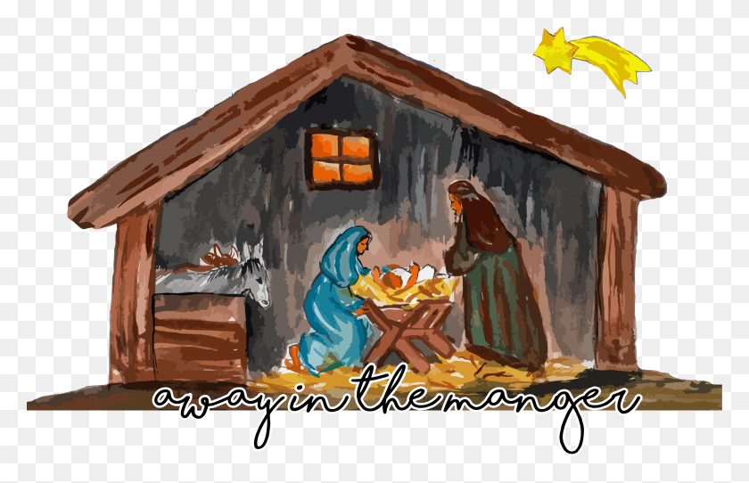 3451x2133 Christmas Manger Clipart Cartoon, Outdoors, Nature, Building HD PNG Download
