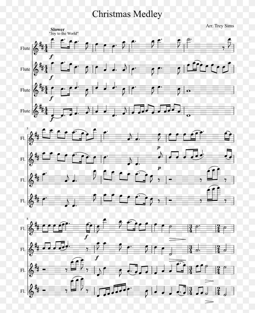 709x971 Christmas Medley Flauta Cuarteto Partitura Para Flauta Christmas Medley Flauta Trio, Grey, World Of Warcraft Hd Png