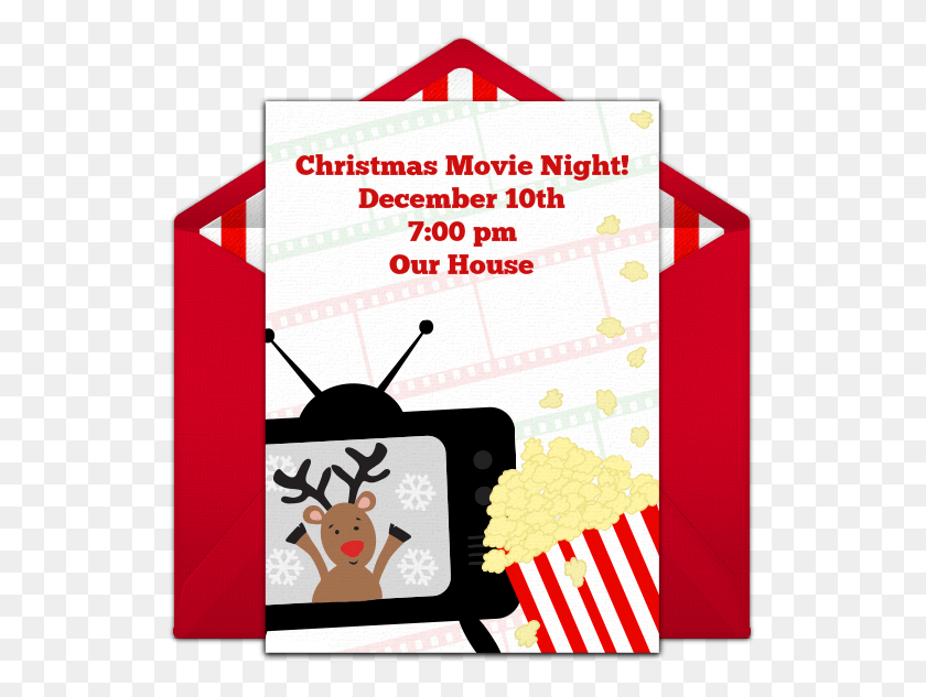 535x573 Christmas Movie Night Online Invitation Cartoon, Poster, Advertisement, Flyer HD PNG Download