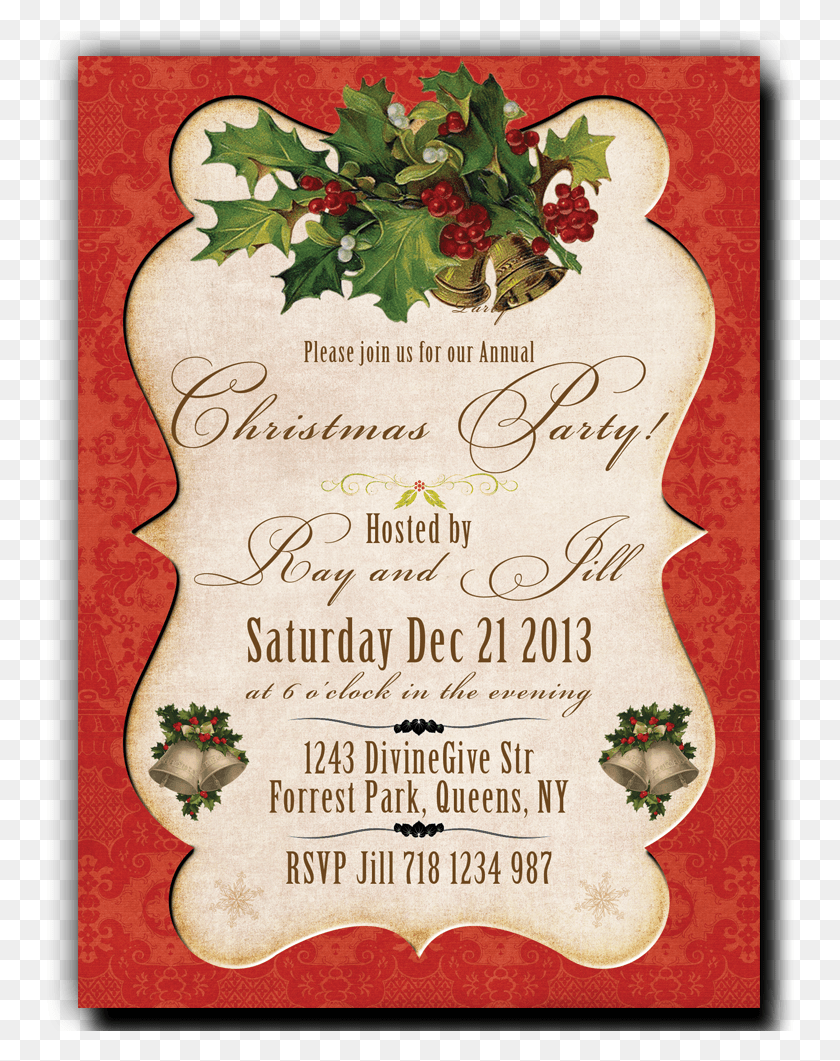 751x1001 Christmas Party Background Christmas Party Invitation No Background, Text, Plant, Envelope HD PNG Download
