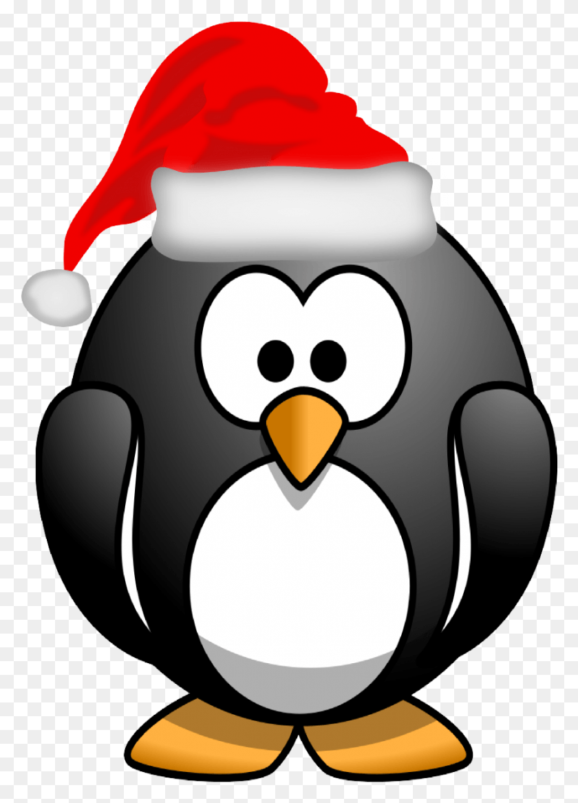 883x1253 Рождественский Пингвин Клипарт Черно-Белый Пингвин Размахивая Клипарт, Птица, Животное, Снеговик Png Скачать