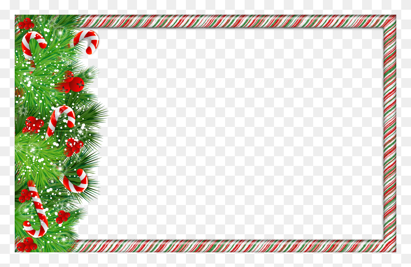 4500x2814 Christmas Photo Frame With Candy Canes HD PNG Download