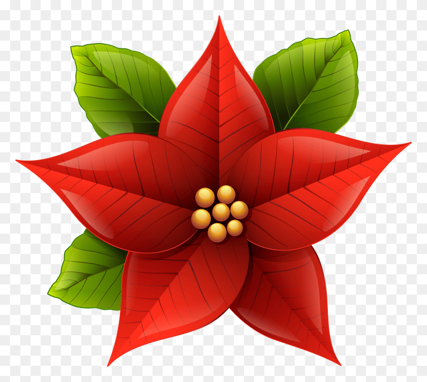 6165x5476 Christmas Poinsettia Clip Art Image Christmas Flower Clip Art HD PNG Download