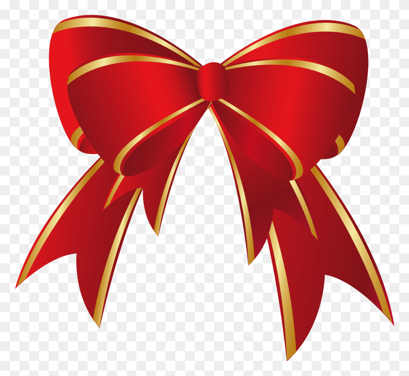 1906x1738 Christmas Red Gold Bow Clipart Red Christmas Bow Clip Art, Leaf, Plant, Pattern HD PNG Download