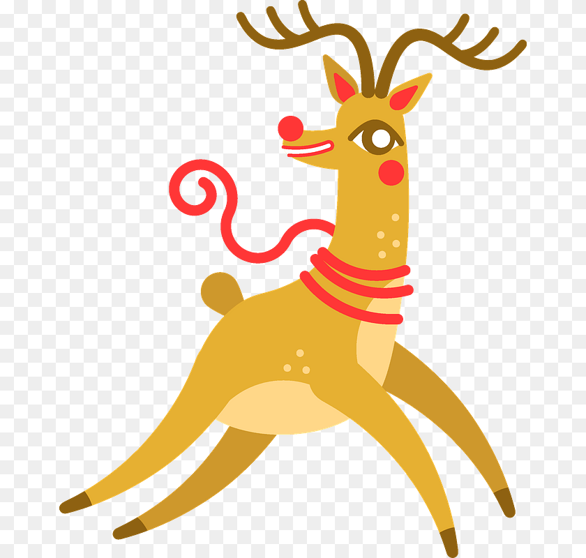 Christmas Reindeer Clipart Illustration, Animal, Deer, Mammal, Wildlife Sticker PNG