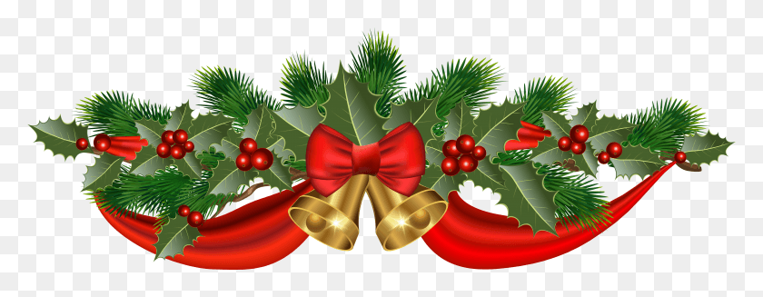 6176x2115 Christmas Ribbon Clipart Free HD PNG Download