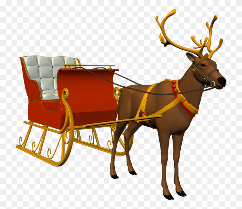 735x668 Christmas Santa39s Sleigh Real Santa Sleigh And Reindeer, Vehicle, Transportation, Horse Cart HD PNG Download