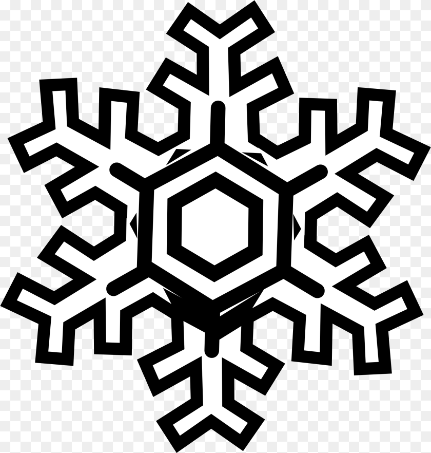 2180x2289 Christmas Snowflake Clip Art Black And White, Nature, Outdoors, Snow, Cross Sticker PNG