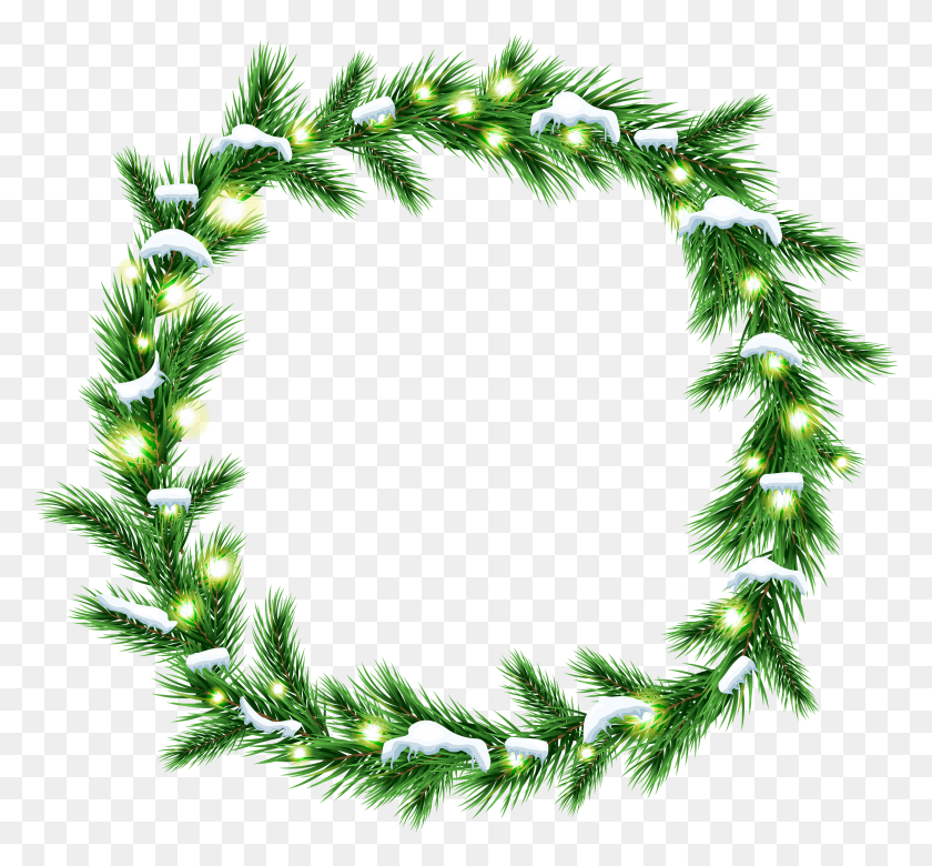 3959x3656 Christmas Snowy Wreath Clip Art Christmas Tree HD PNG Download