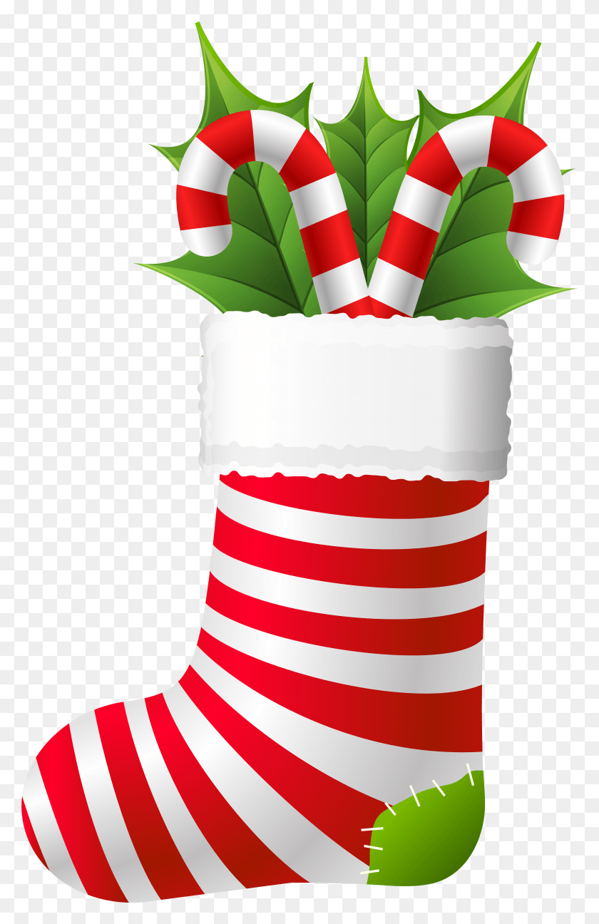 4925x7807 Christmas Stocking With Candy Canes Clip Artu200b Christmas Candy Cane, Stocking, Gift HD PNG Download