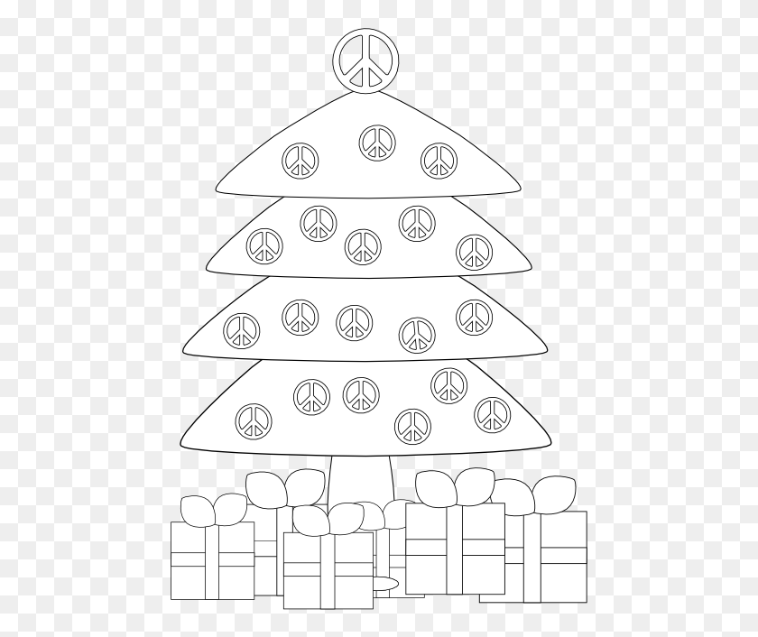 463x646 Christmas Tr Peace Sign Black White Line Art Xmas Tree Drapeau Peace And Love, Symbol HD PNG Download