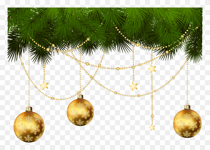 8001x5534 Christmas Tree Christmas Ornament Clip Art Transparent Gold Christmas Ornaments HD PNG Download