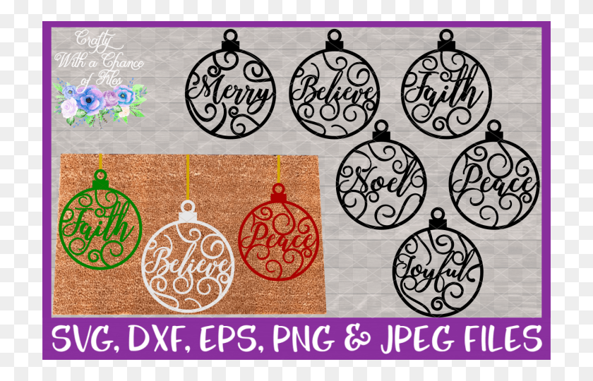 720x480 Christmas Word Ornaments Svg Christmas Flourish Baubles Scalable Vector Graphics, Text, Rug, Pattern HD PNG Download