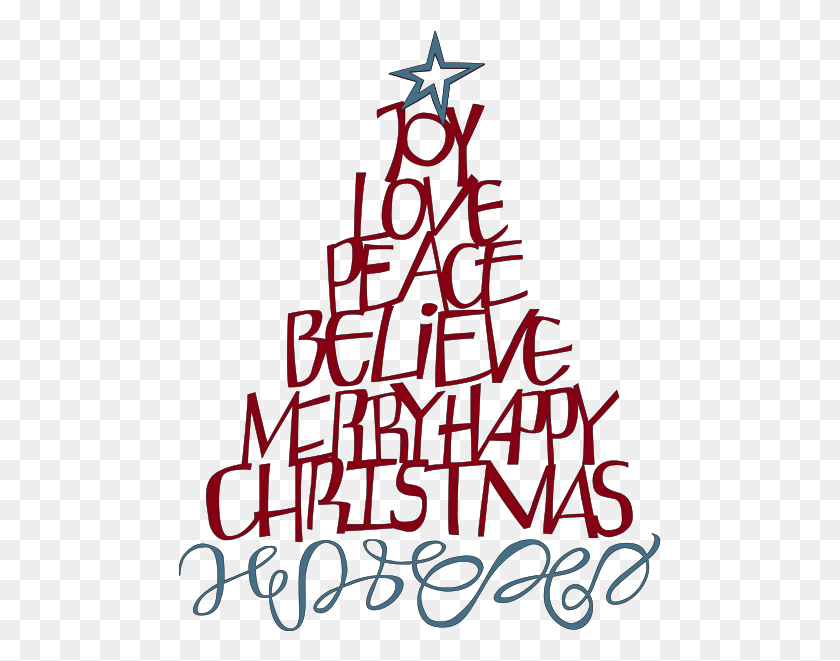 483x601 Christmas Word Tree Christmas Tree, Plant, Text, Ornament HD PNG Download