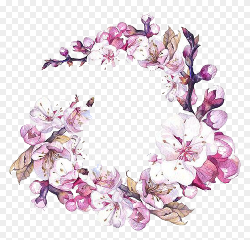 890x854 Christmas Wreath Cherry Blossom Wreath Watercolor, Plant, Flower, Blossom HD PNG Download