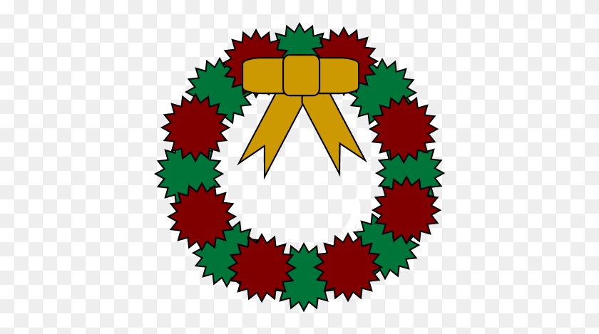 411x409 Christmas Wreath In Green And Red With A Lovely Golden Emblem, Vegetation, Plant, Tree HD PNG Download