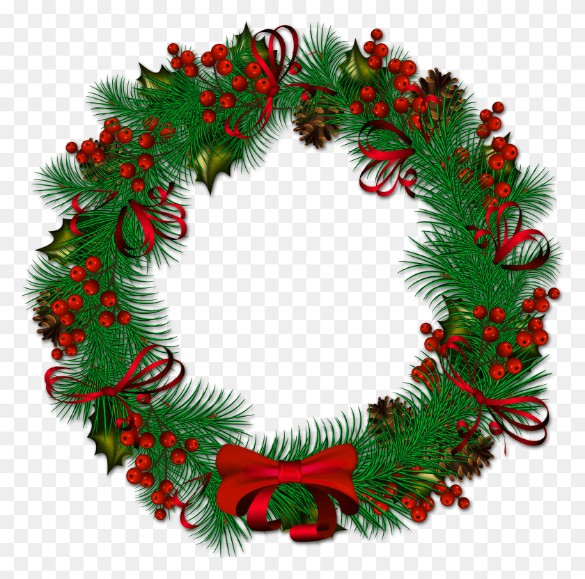 3817x3781 Christmas Wreath Transparent Transparent Background Christmas Reef No Background HD PNG Download