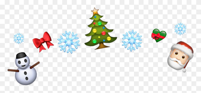 961x406 Descargar Png / Christmascrown Emojis De Santa Muñeco De Nieve Copo De Nieve Png