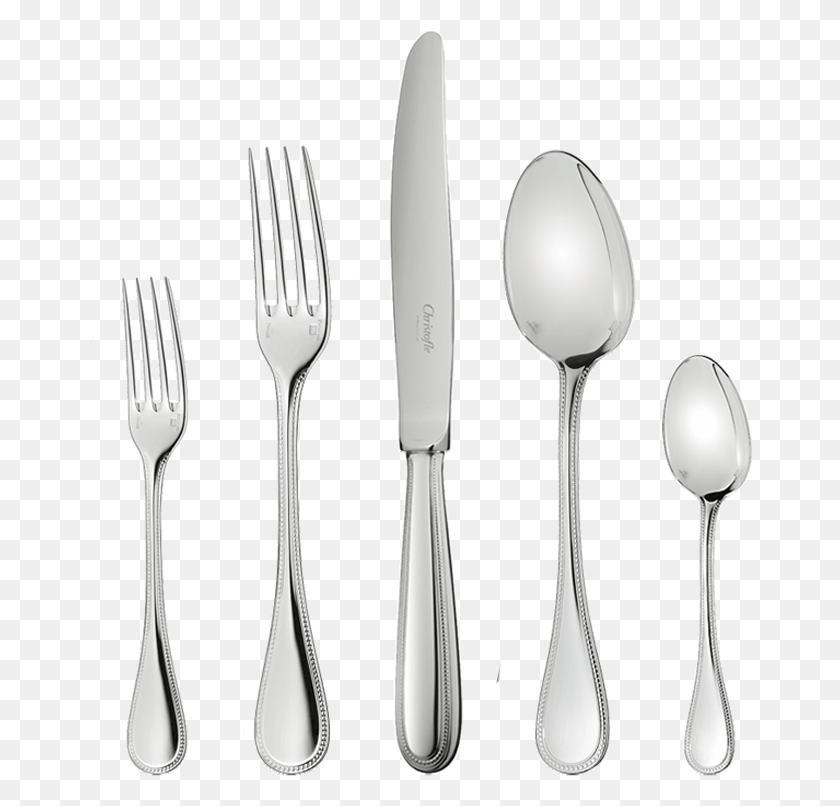 665x746 Christofle Perles Sterling Silver 5 Piece Place Setting Cutlery, Fork, Spoon HD PNG Download