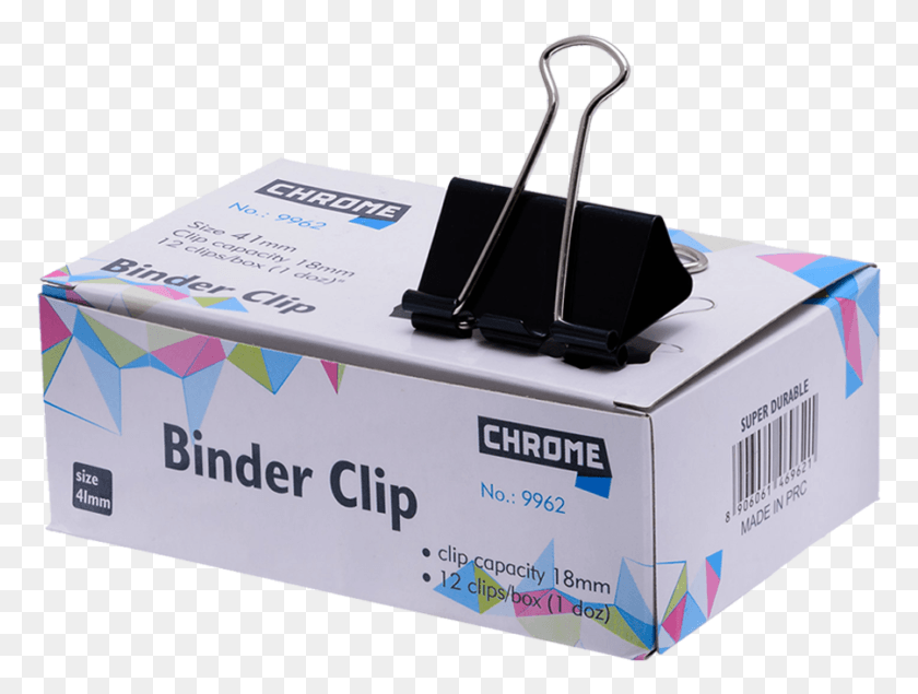 773x575 Chrome Binder Clip 41Mm Box, Картон, Картон, Этикетка Png Скачать
