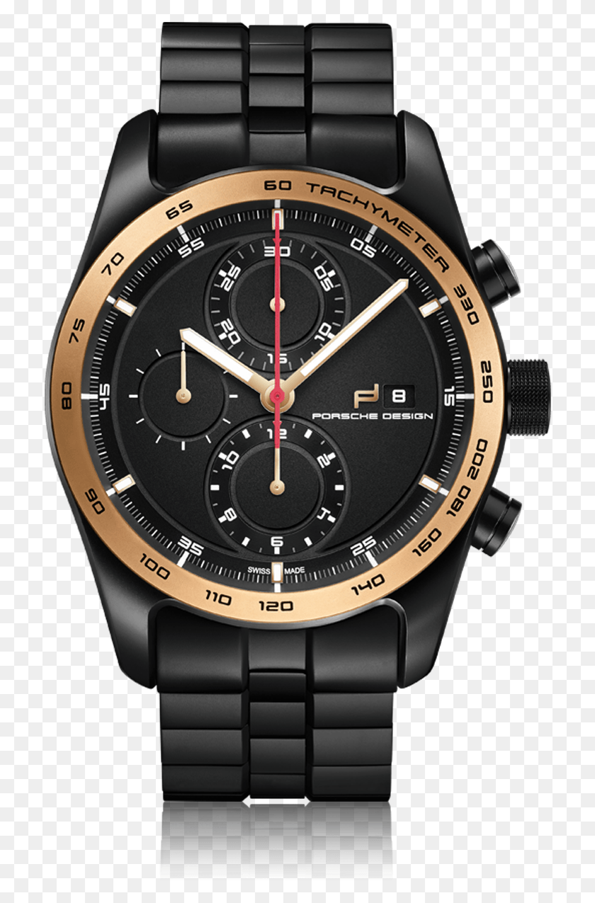 716x1215 Chronotimer Series 1 Black Amp Gold View Porsche Design Uhr, Wristwatch HD PNG Download