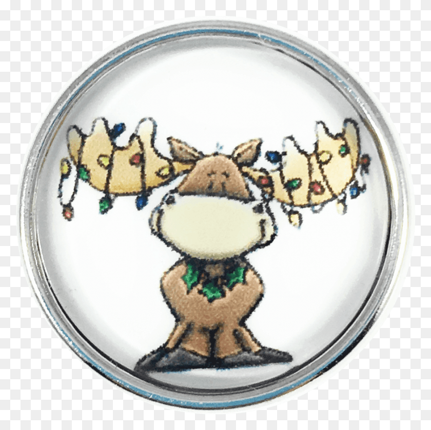 875x874 Chunk Snap Charm Christmas Moose With Antlers Draped Cartoon, Logo, Symbol, Trademark HD PNG Download