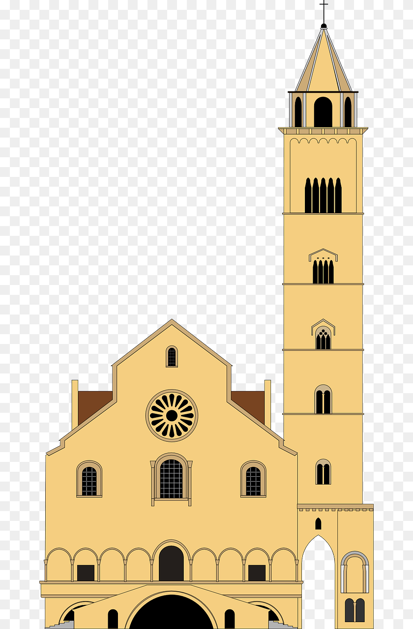 680x1280 Church Architecture Building Cattedrale Di Trani Disegno, Bell Tower, Cathedral, Tower, Clock Tower Sticker PNG