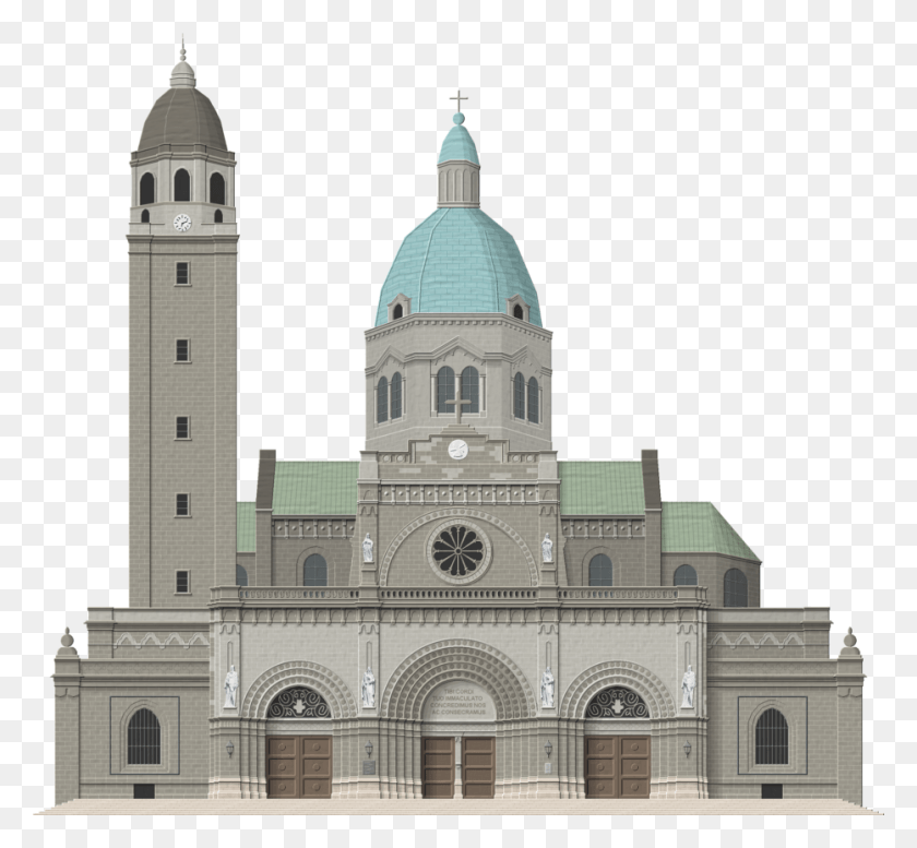 932x857 Church Vector Cathedral Manila Cathedral Church Drawing, Dome, Architecture, Building HD PNG Download