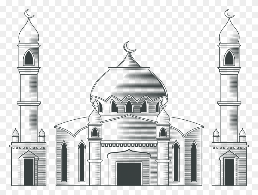 4149x3072 Церковь Вектор Исламское Здание Мусульманская Церковь Черно-Белое, Архитектура, Шпиль, Башня Hd Png Скачать
