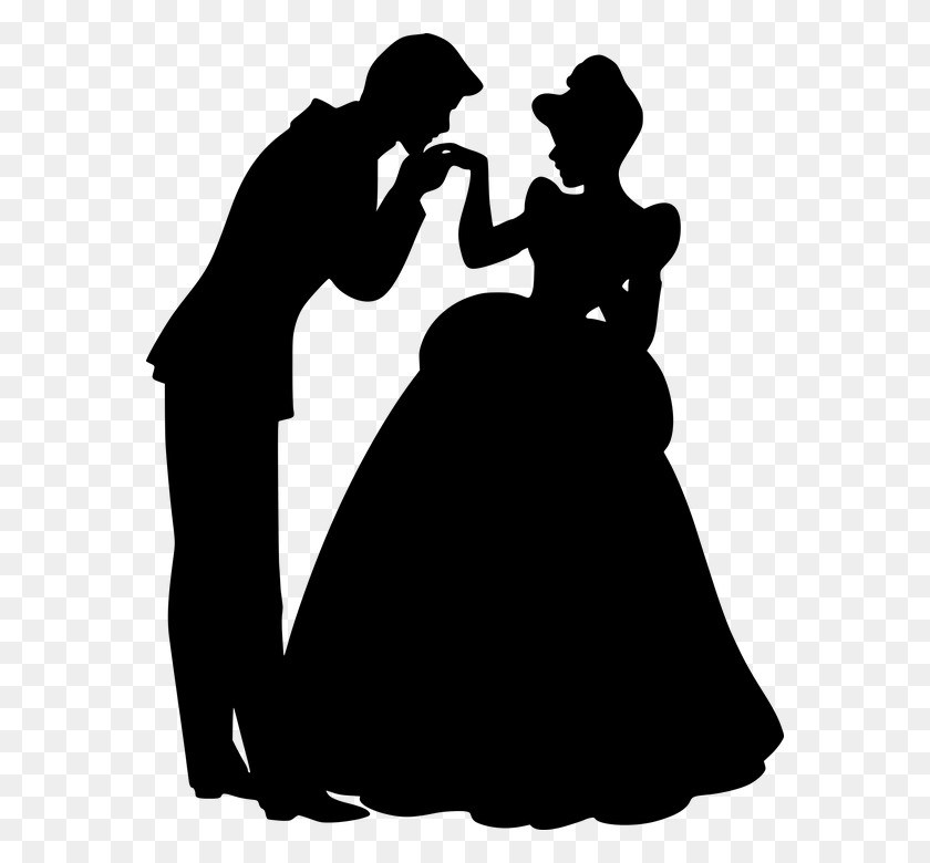 576x720 Cinderella And Prince Charming Silhouette, Gray, World Of Warcraft HD PNG Download