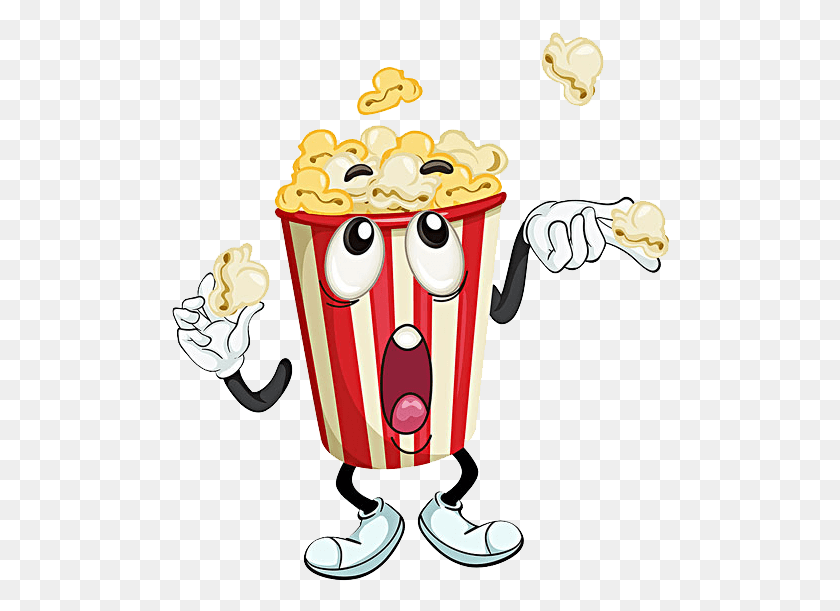 498x551 Cinema Cartoon Popcorn, Food, Sweets, Confectionery HD PNG Download