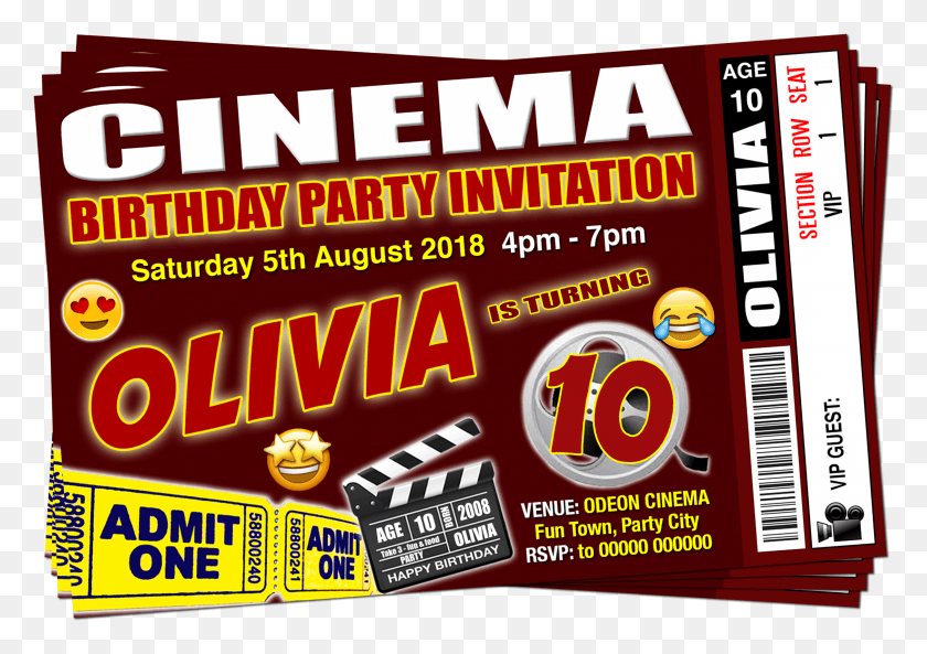 2255x1541 Cinema Party Brown Emoji Style Ticket, Flyer, Poster, Paper HD PNG Download