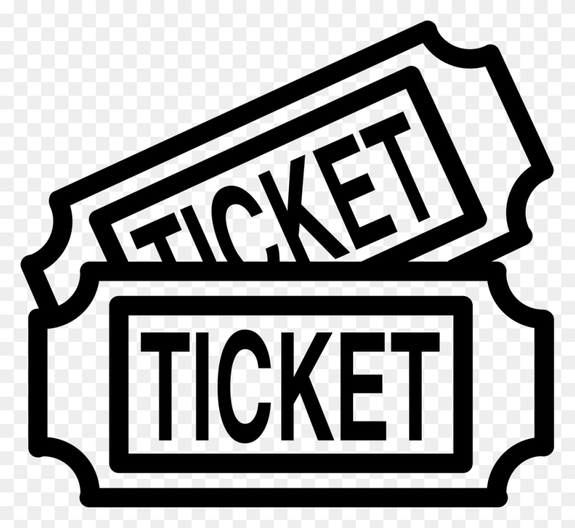 981x896 Cinema Tickets For A Couple Comments Tickets Cartoon Black And White, Text, Number, Symbol HD PNG Download