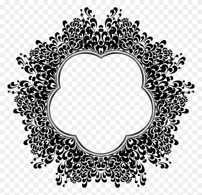 778x750 Circle Ornament Floral Design Decorative Arts Clipart Flowers Design Black And White, Gray, World Of Warcraft HD PNG Download