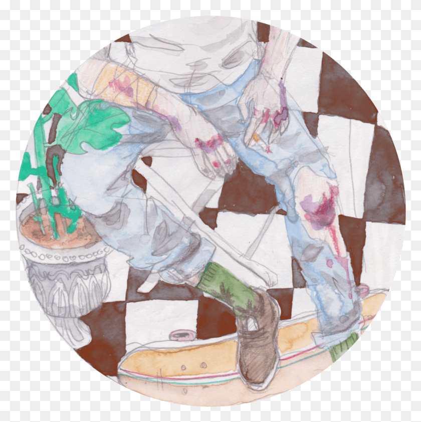 1081x1084 Circle Watercolor Painting By Isp Visit My Art Pages Canoe, Diaper, Astronaut HD PNG Download