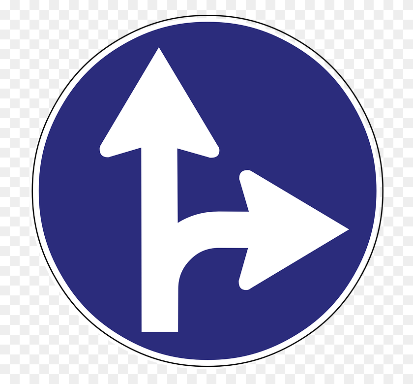 720x720 Circular Signals Straight Ahead Or Turn Right And The, Symbol, Sign, Road Sign HD PNG Download