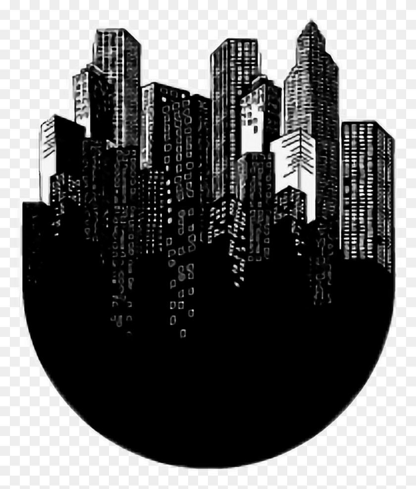 Черно белый город арт для фотошопа