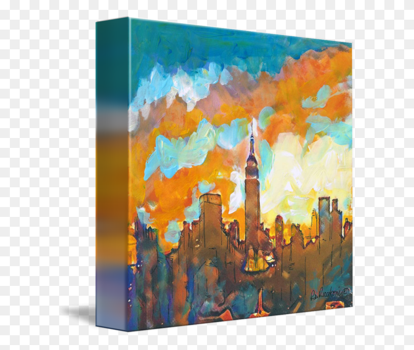 606x650 City Empire State Building And By Rd Modern Art, Canvas, Modern Art HD PNG Download