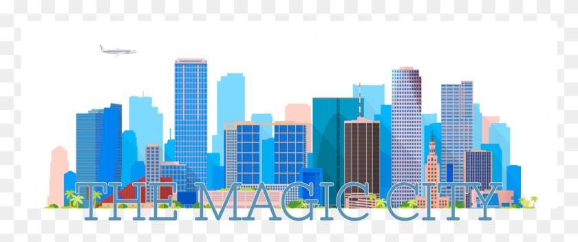 1501x562 Город Майами Skyline Векторный Горизонт, Городской, Здание, Высотное Здание Png Скачать